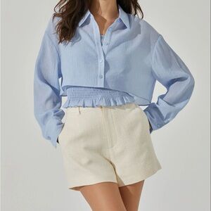 Collared Shirt And Smocked Top Set
Periwinkle blue / L - NWT + packaging!